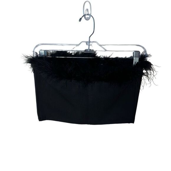 Superdown REVOLVE Olivia Strapless Top in Black Feather Trim Bandeau S NWT - Picture 5 of 9